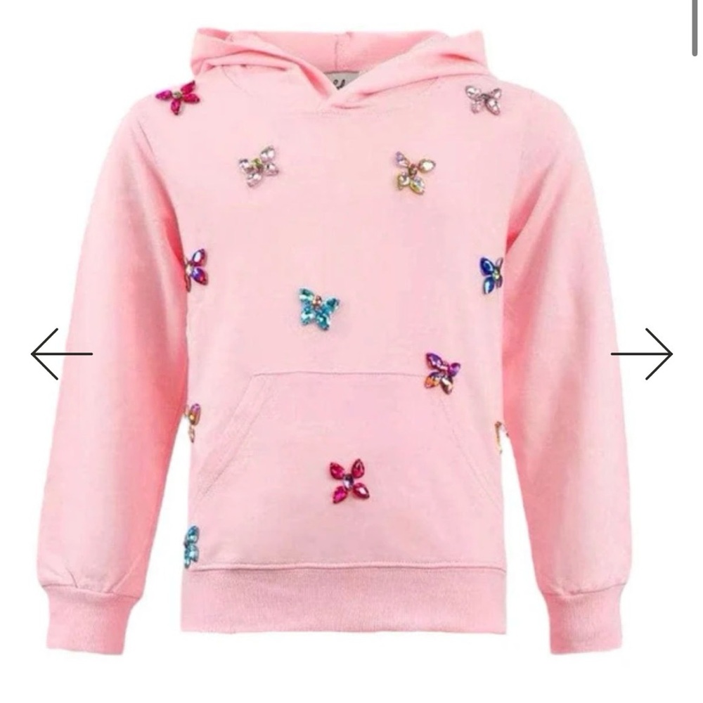 Lola + The Boys Pink Butterfly Gem Hoodie